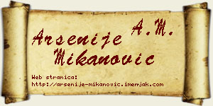 Arsenije Mikanović vizit kartica